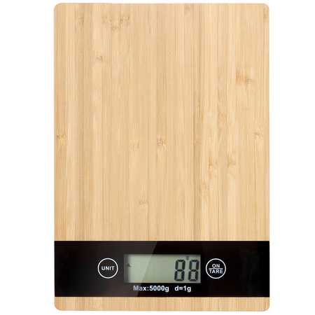 Balanza electrónica de cocina lcd de bambú hasta 5 kg