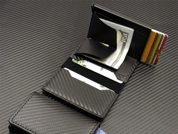 Cartera antirrobo rfid para hombre negra para tarjetas billetes ecopiel