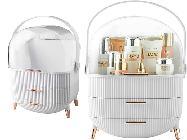 Kozmetikai szervező fiókokkal tágas nagy fogantyú elegáns