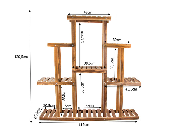 Lillepott kõrge seisev puidust lillevoodi 3-tasandiline raamaturiiul