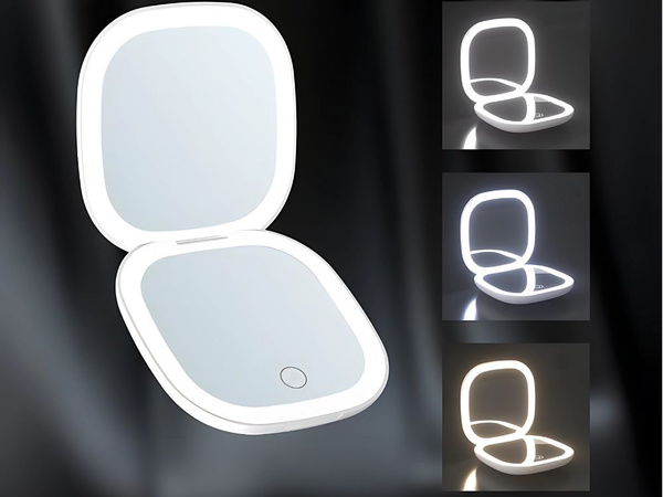 Make-up zrkadlo s led osvetlením skladacie x5 pre cestovnú tašku