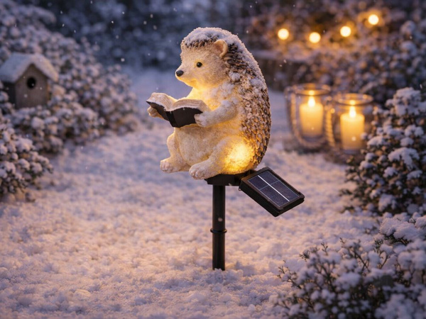 NAPELEMES LED-LÁMPA ALKONYATÉRZÉKELŐVEL KERTI SÖTÉTEDÉS ÉS HEDGEHOG DÍSZÍTŐ HEDGEHOG