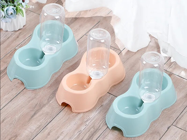 Écuelle double avec distributeur d'eau pour chien chat