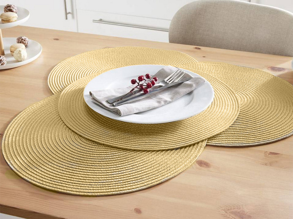 Placă rotundă placemat bucătărie plaid masă mat cremă