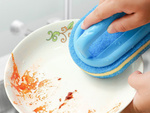 Sponge cleaning brush with handle bathroom kitchen universal