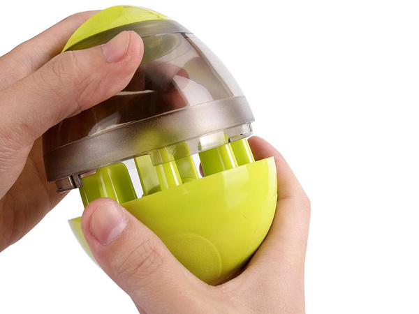 Interactive toy dog treat ball for learning slow down
