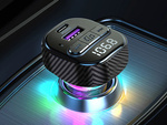 Car transmitter fm mp3/wma usb a+usb c 30w bluetooth 5.3 led qc 3.0