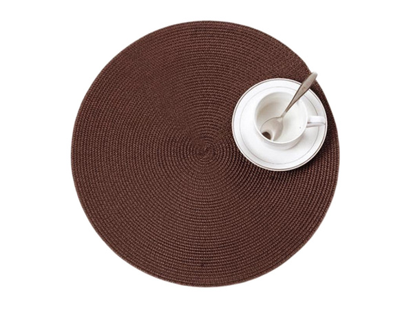 Round placemat for kitchen table plaited table mat brown