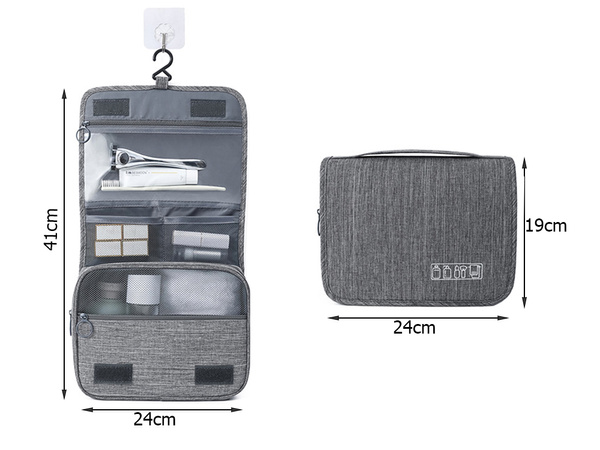 Kosmetyczka podróżna wisząca organizer do łazienki zamek haczyk rączka
