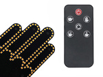 Gesture signalling hand on the rear window of a car middle finger led remote control