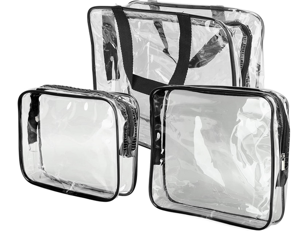 3-in-1 transparent cosmetics case for travel organiser for aeroplanes