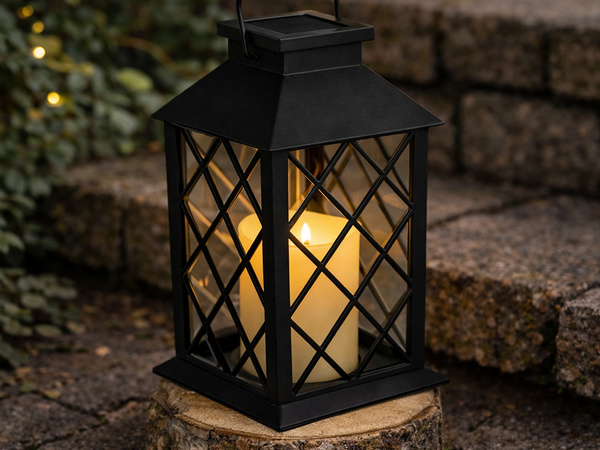 DEKORATIVNA LED LAMPION Z ELEKTRIČNO SVEČO SOLARNA DEKORATIVNA