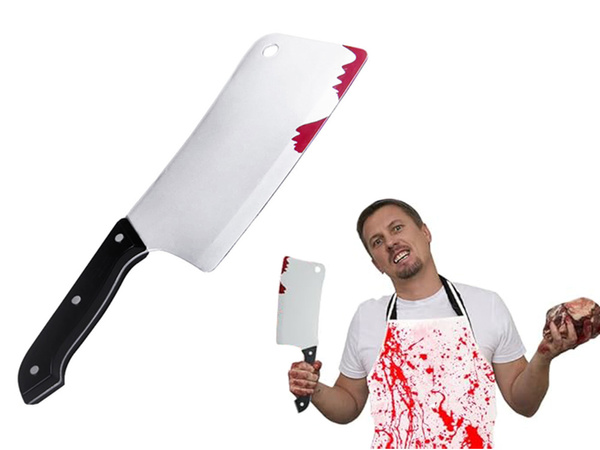 Bloody cleaver for murderer killer psychopath costume halloween knife