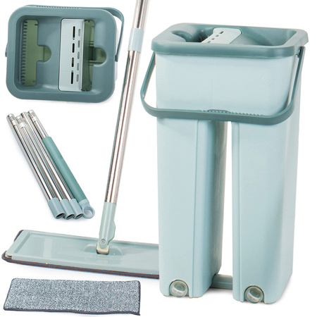 Rotary flat mop two-chamber wringer bucket