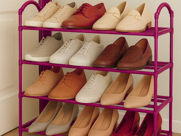 Półka na buty obuwie organizer szafka piętrowa różowy regał 4 poziomy duży