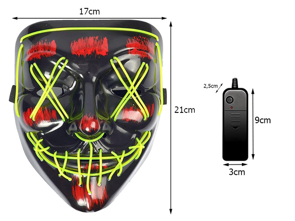 Svietiace led maska halloween strana očista