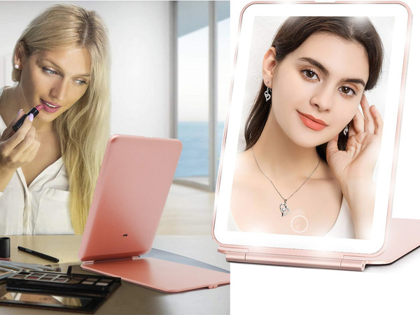 Miroir de maquillage éclairé par led miroir de voyage pliant