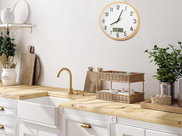 Wall clock large silent 30cm round pointer date temperature seconds