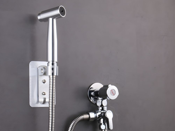 Metal pressure bidet handle with button for bidet toilet