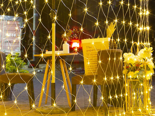 Gaismas ekrāna aizkars 100 led ziemassvētku apgaismojums ārējā balta silta 1x2m