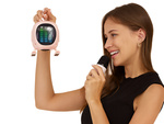 Bluetooth-karaoke-lautsprecher mit mikrofon led farbige quadrate musik rgb