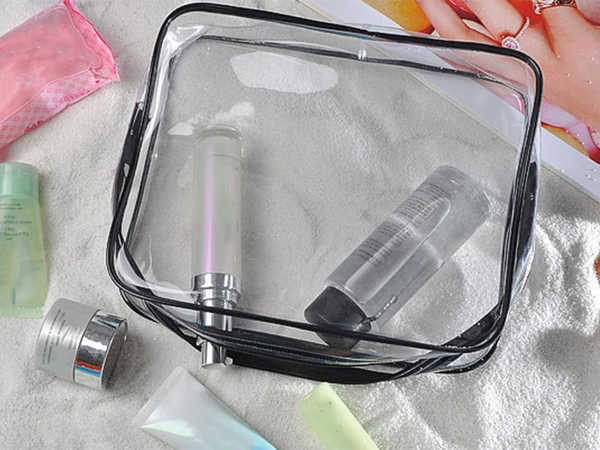 Mallette cosmétique transparente 3 en 1 pour les voyages en avion