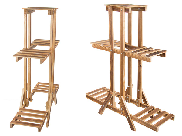 Support de pot de fleurs à trois niveaux pots de fleurs en bois