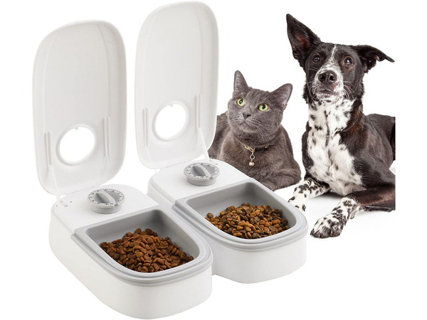 Comedero doble para perro gato dispensador automático de comida temporizador grande