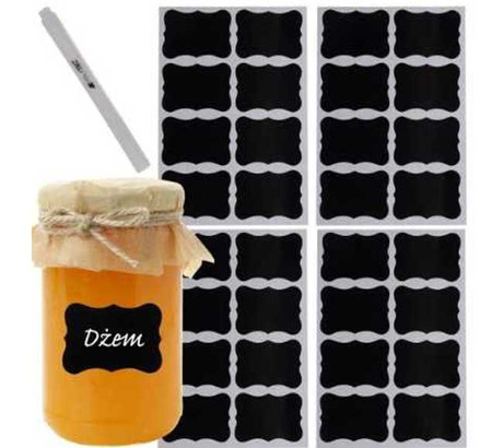 ETICHETE PENTRU BORCĂNELE DE CONDIMENTE 192 PCS MARKER NEGRU + ALB CU CRETA