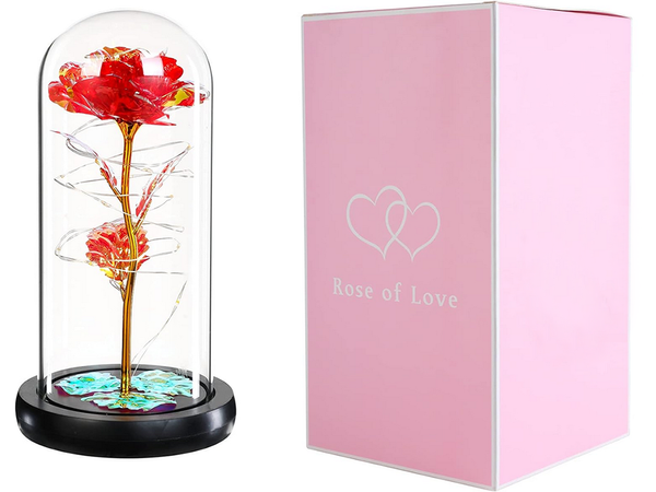 Rose éternelle en verre cadeau led rgb lumineuse verre rouge pour l'occasion