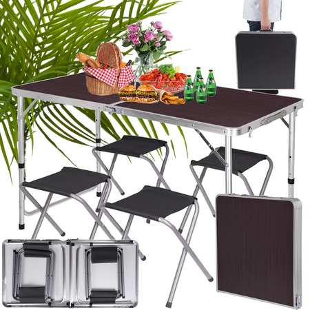 Table de camping pliante table de tourisme avec 4 chaises table de jardin