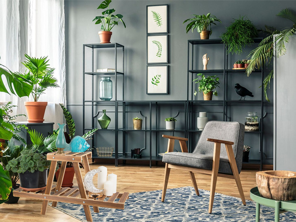 Kwietnik stojący drewniany na kwiaty doniczkowe doniczki dwupoziomowy półka