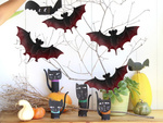 Halloween denevér dekoráció denevér 4 db-os készlet