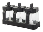 Glass spice containers with food spoon set of 3 pieces