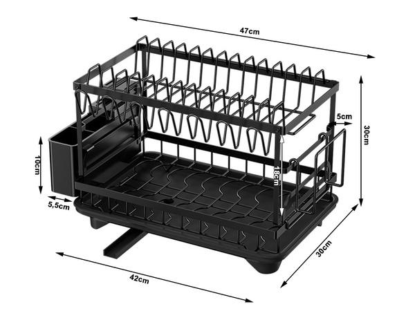 Dishwasher dryer plates cutlery cups two-level drainer with tray