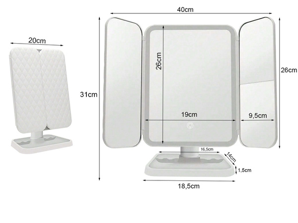 Kozmetikai tükör megvilágított led összecsukható smink tükör prémium