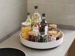 Swivel tray organiser universal tray 25cm kitchen bathroom spices white