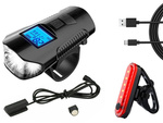 Lampe avant arrière led vélo km compteur klaxon bruyant 3in1