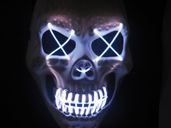 Viedol lebka maska halloween žiariace led strany