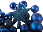 Christmas tree baubles holiday blue glitter star 8 / 6 / 5