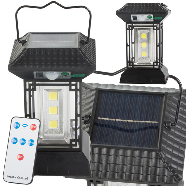 Lampă solară cu senzor de mișcare crepusculară 5 moduri 60 led cob cu telecomandă