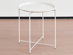 Table basse ronde pliante en métal avec plateau pour balcon terrasse loft blanc