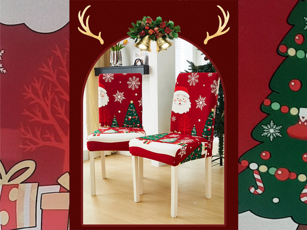 Christmas chair cover, decorative, universal, Santa Claus, with elastic band