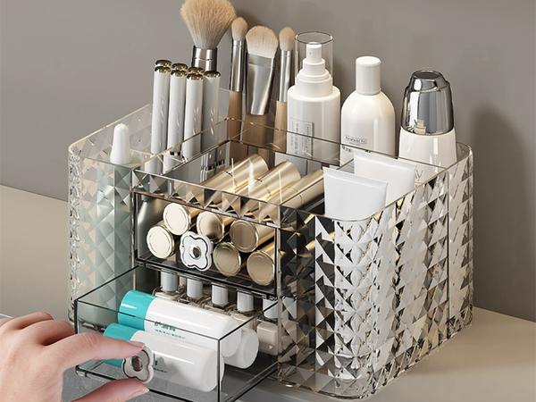 Boîte de rangement pour cosmétiques et bijoux pour la salle de bain ou le bureau tiroirs