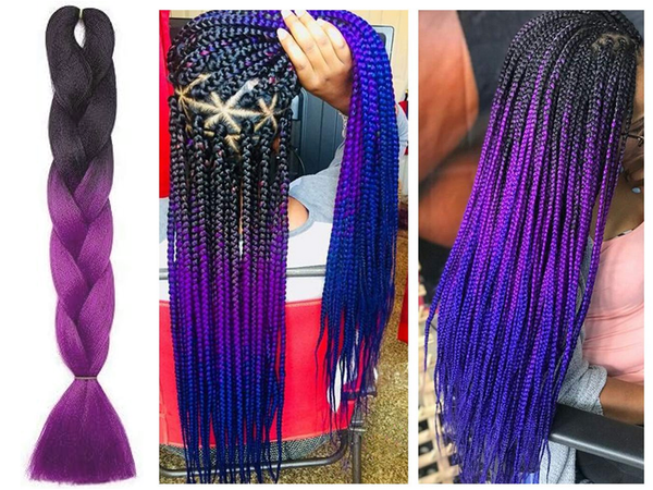 Synthetic hair for colour ombre braids