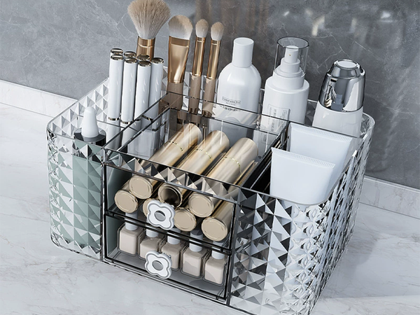 Caja organizadora para cosméticos y joyas para el baño, el escritorio o los cajones