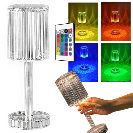 Lampara sobremesa led cristal rgb usb mando a distancia