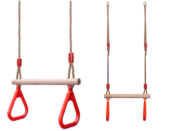 CHILDREN'S WOODEN GARDEN SWING GYMNASTIC TRAPEZE WITH HANDLES