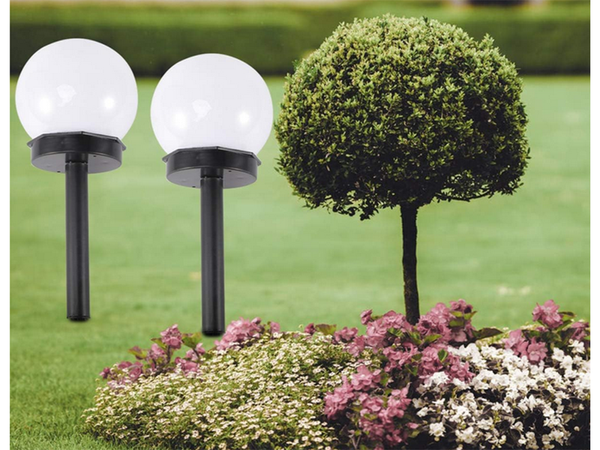 4x solar garden lamps white ball white sprinkled 10 cm