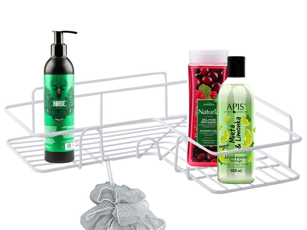 Loft esquina baño ducha estante gancho colgante blanco